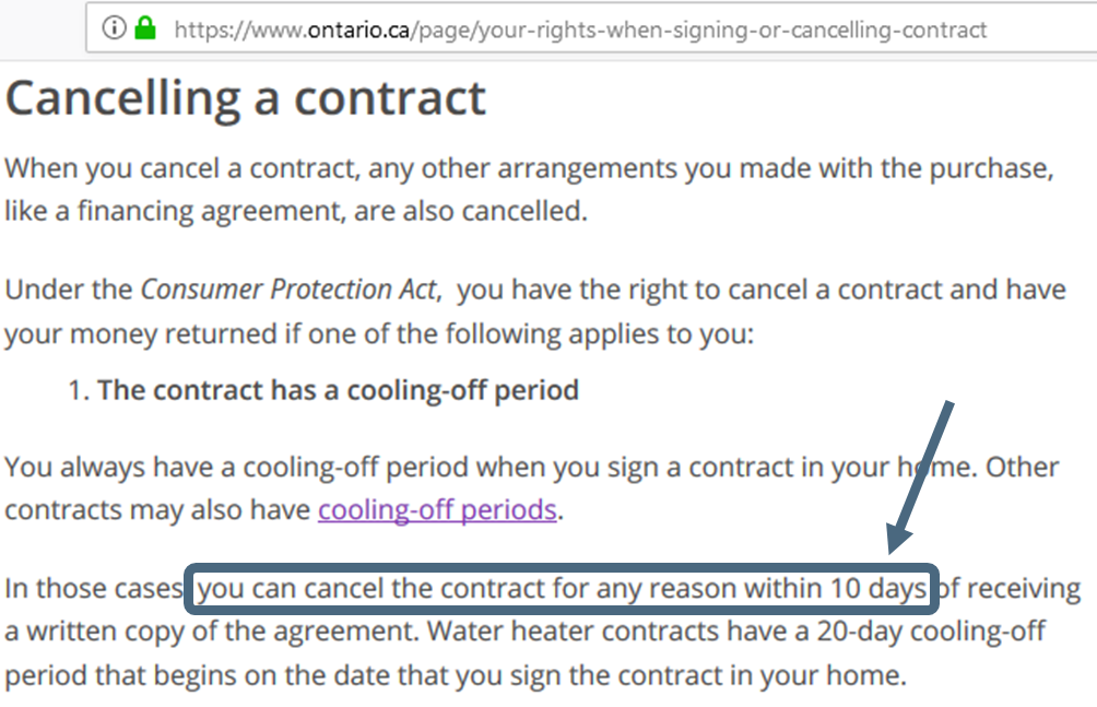 Contract Cooling Off Period