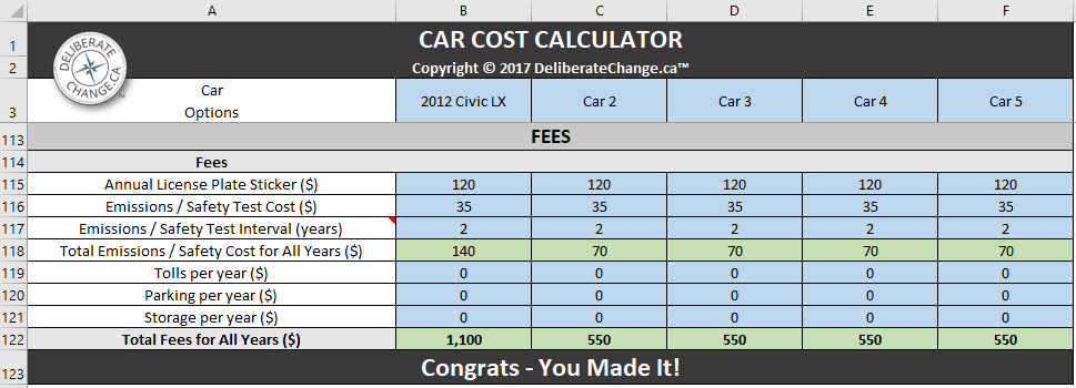 Car Cost Calculator Screenshot 09 - Fees